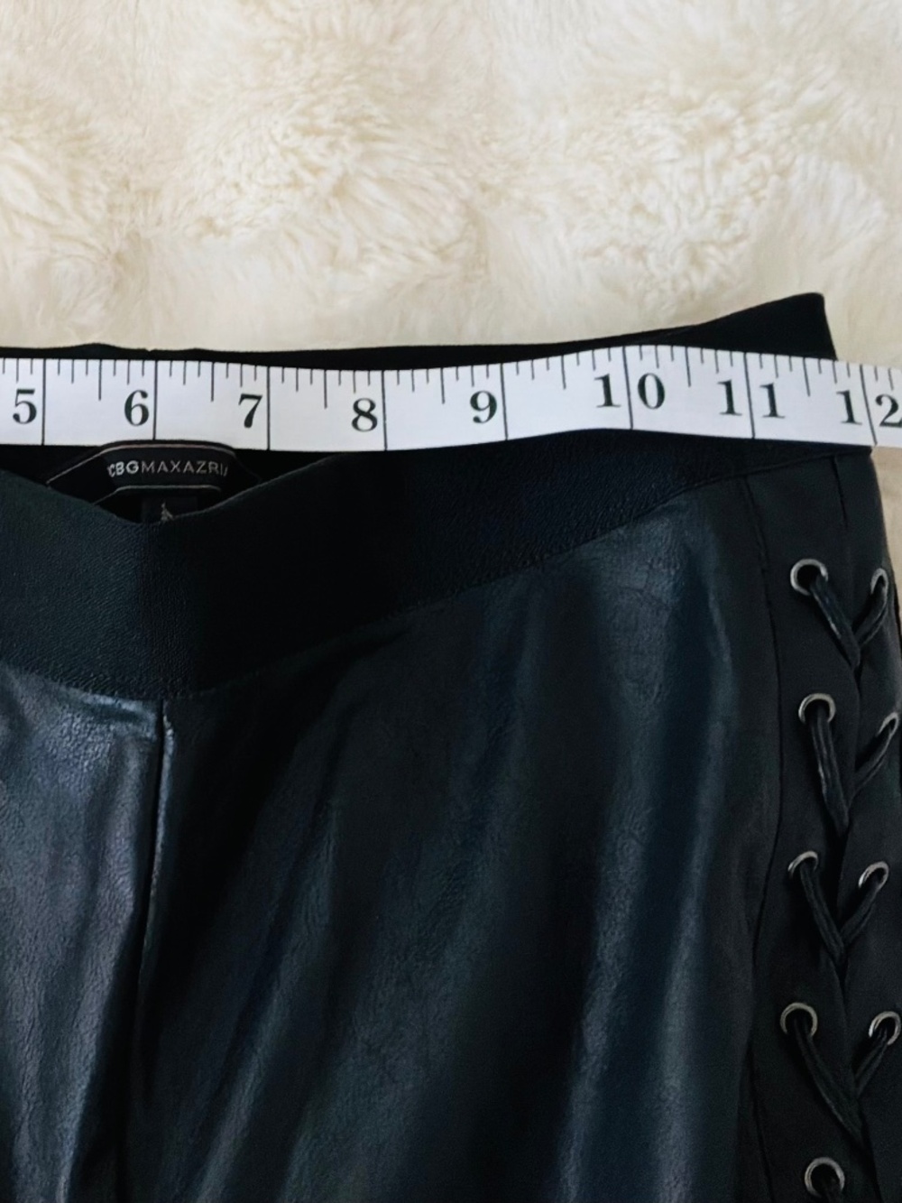 BCBGMAXAZRIA Black Side Lace Up Grommet Leggings M - Picture 3 of 6